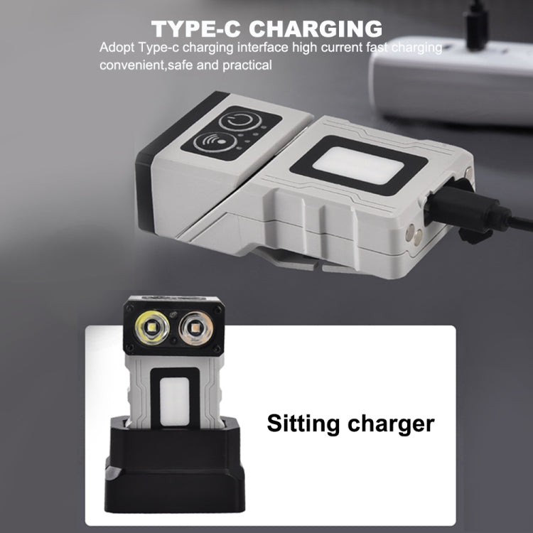 HW-213 Multi-function Rotating Sensing Cap Clip Work Light - Grey
