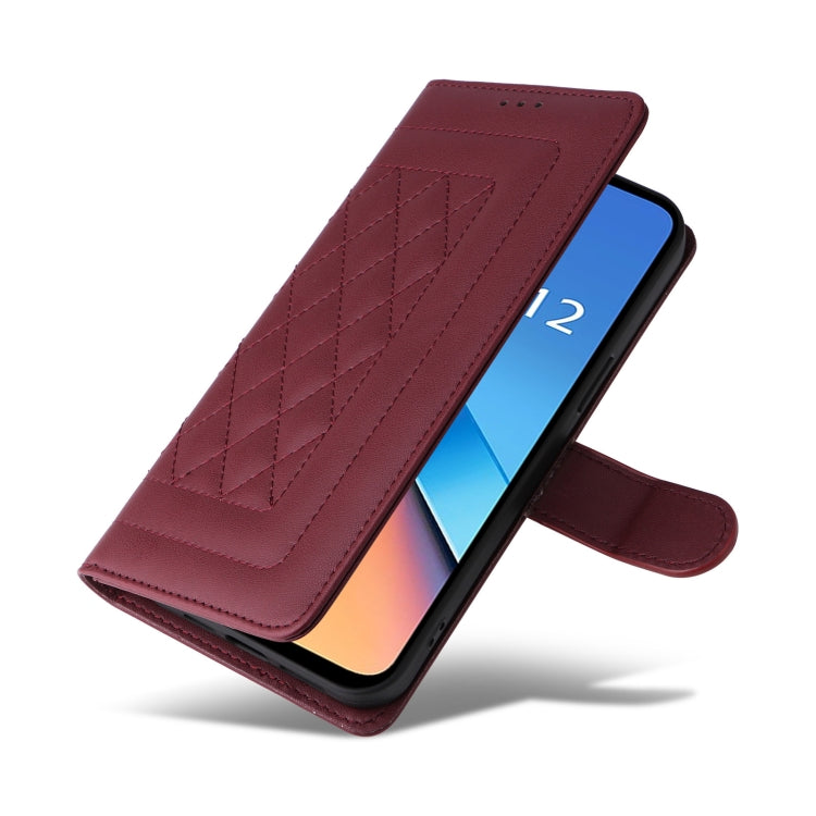 For Xiaomi Redmi 12 4G Diamond Lattice Leather Flip Phone Case