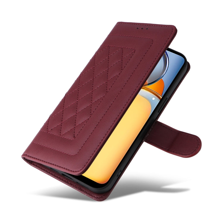 For Xiaomi Redmi 13C Diamond Lattice Leather Flip Phone Case