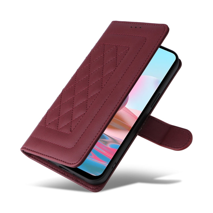 For Xiaomi Redmi Note 10 Diamond Lattice Leather Flip Phone Case