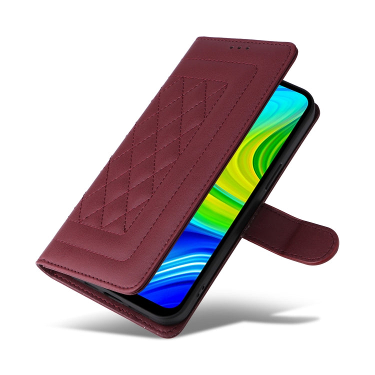 For Xiaomi Redmi Note 9 Diamond Lattice Leather Flip Phone Case