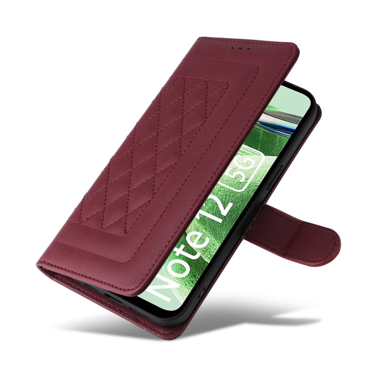 For Xiaomi Redmi Note 12 5G / Poco X5 Diamond Lattice Leather Flip Phone Case