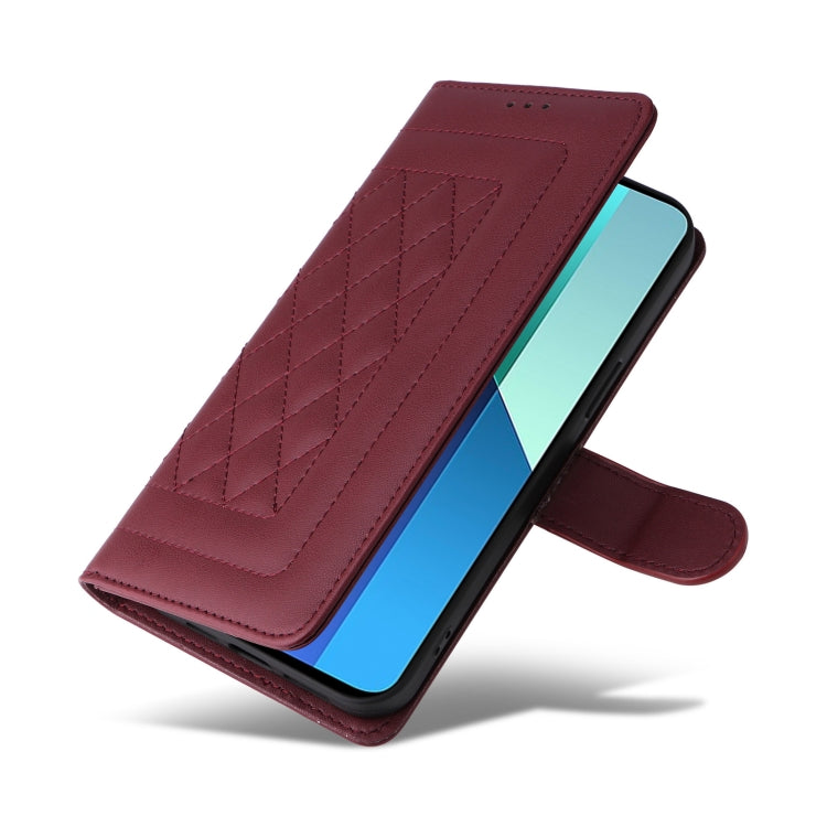 For Xiaomi Redmi Note 13 4G Diamond Lattice Leather Flip Phone Case