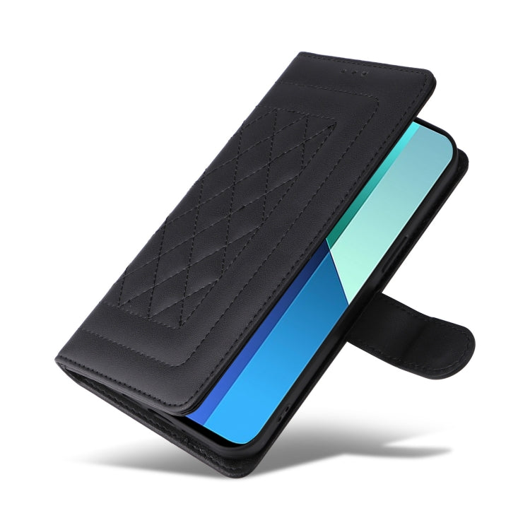 For Xiaomi Redmi Note 13 4G Diamond Lattice Leather Flip Phone Case