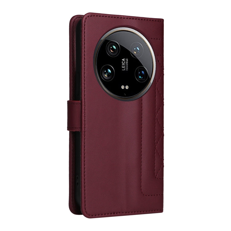 For Xiaomi 14 Ultra Diamond Lattice Leather Flip Phone Case