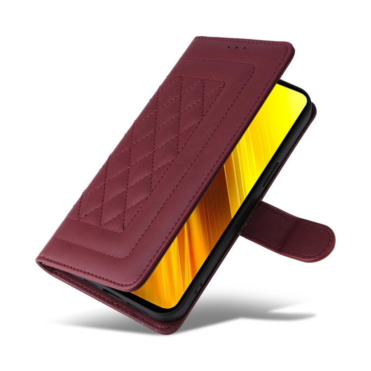 For Xiaomi Poco X3 NFC Diamond Lattice Leather Flip Phone Case