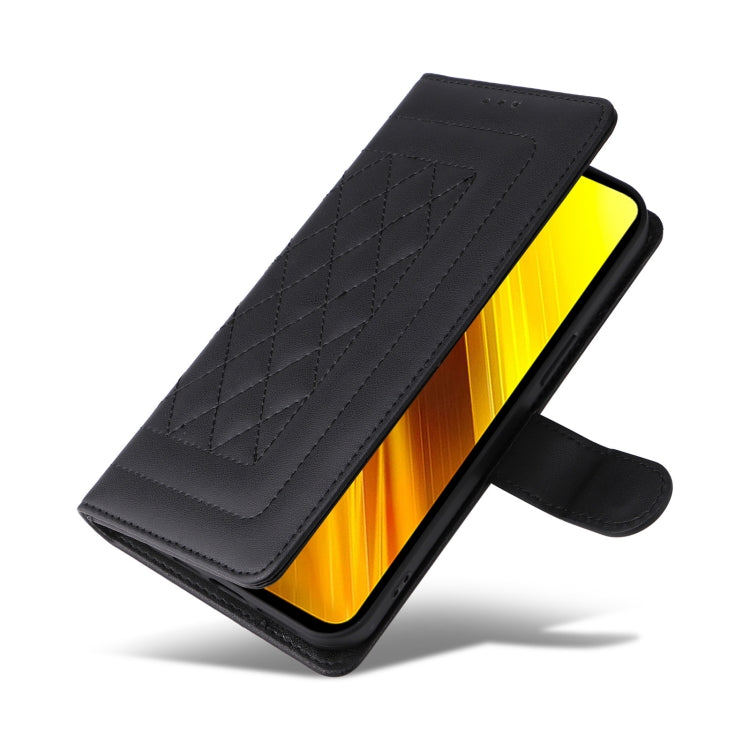 For Xiaomi Poco X3 NFC Diamond Lattice Leather Flip Phone Case