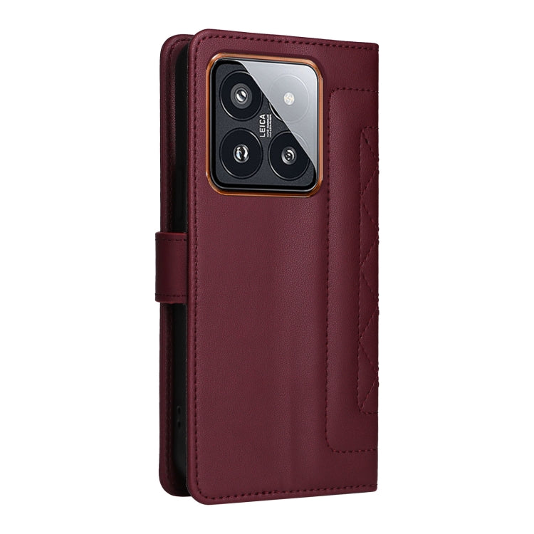 For Xiaomi 14 Pro 5G Diamond Lattice Leather Flip Phone Case