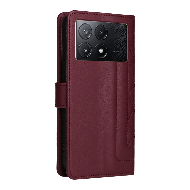 For Xiaomi Poco X6 Pro 5G Diamond Lattice Leather Flip Phone Case