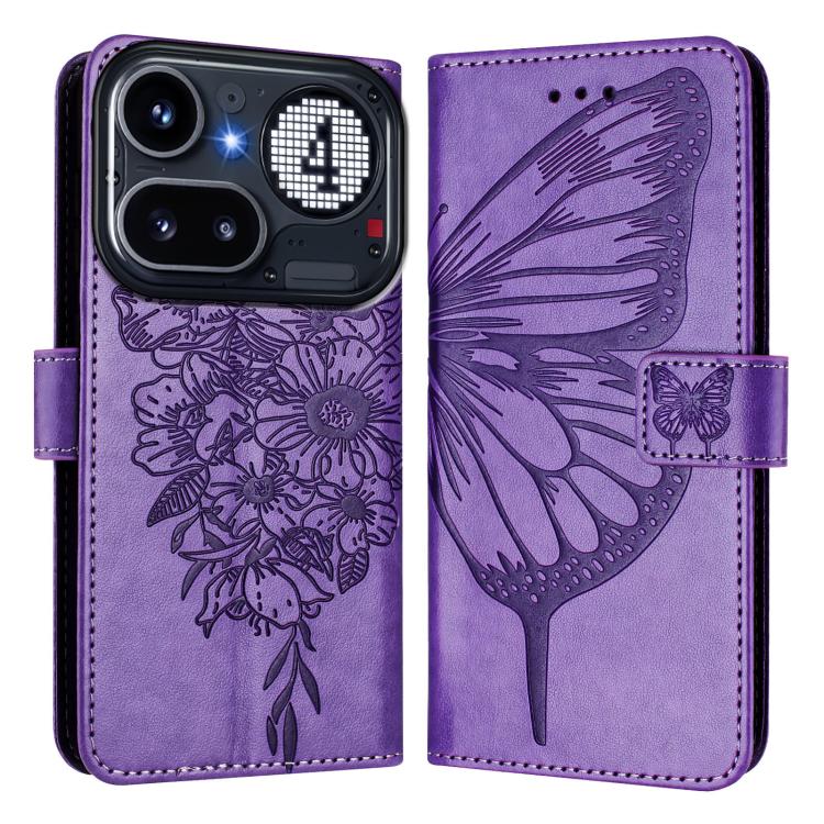 For Nothing Phone 4a Pro Embossed Butterfly Leather Phone Case