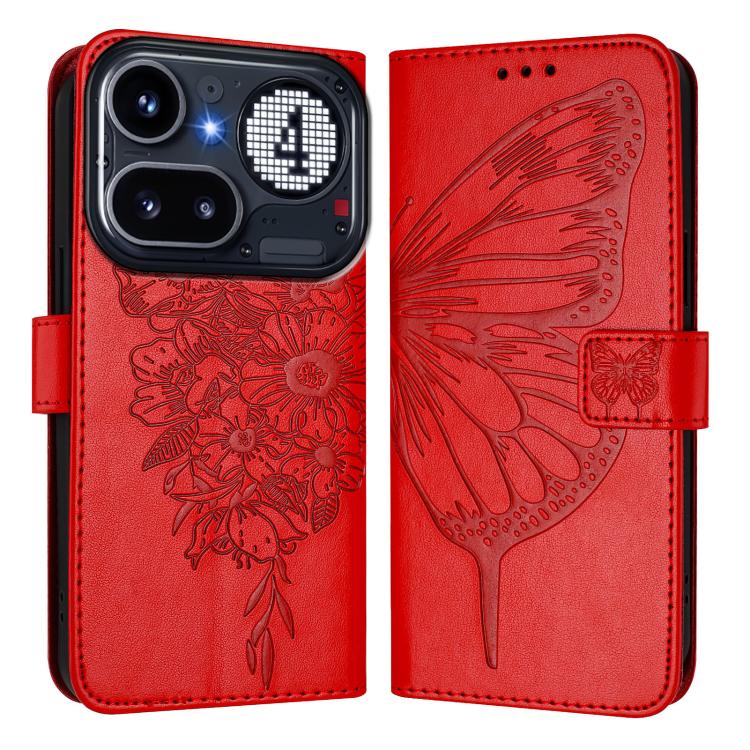 For Nothing Phone 4a Pro Embossed Butterfly Leather Phone Case