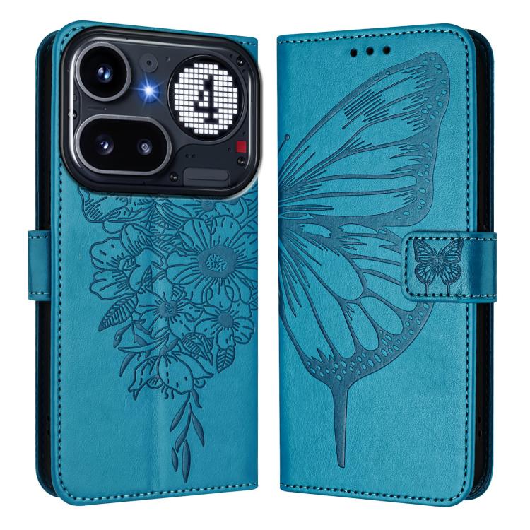 For Nothing Phone 4a Pro Embossed Butterfly Leather Phone Case
