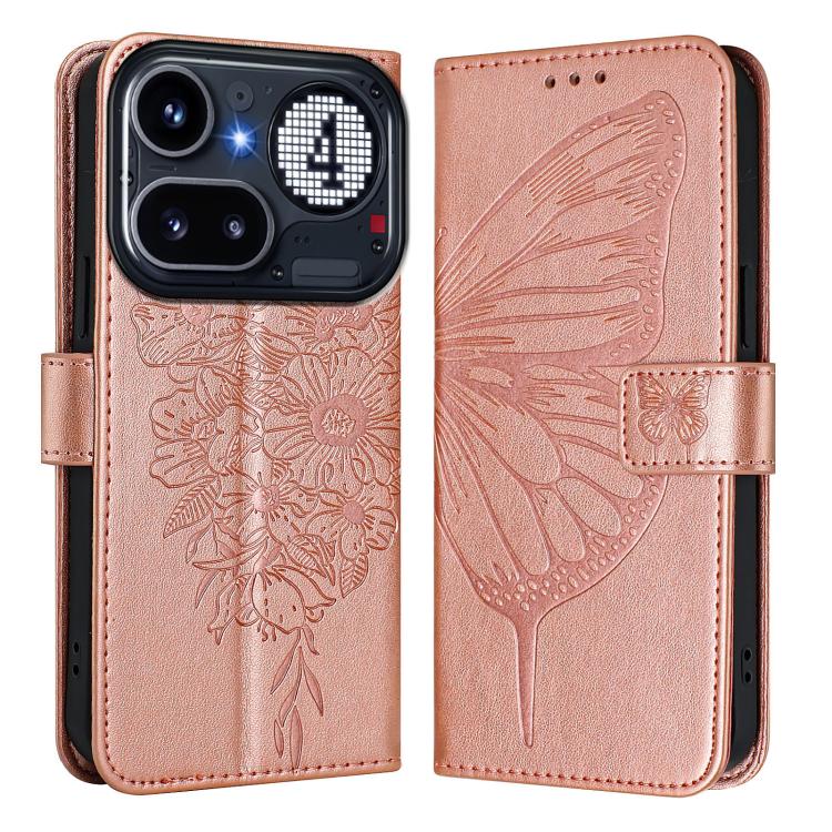 For Nothing Phone 4a Pro Embossed Butterfly Leather Phone Case