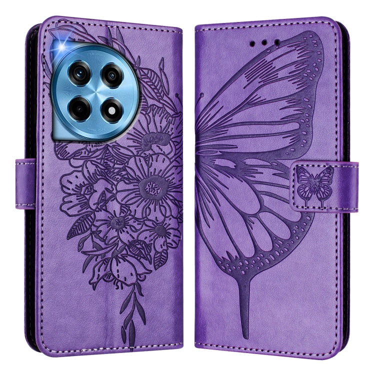 For OnePlus 12 5G Global Embossed Butterfly Leather Phone Case