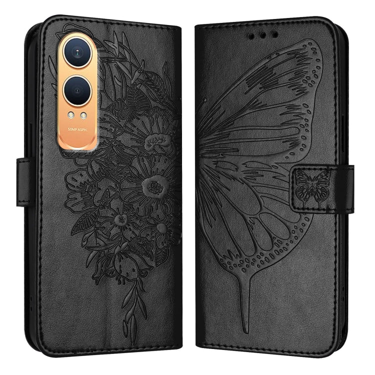 For OnePlus Nord CE4 Lite Embossed Butterfly Leather Phone Case