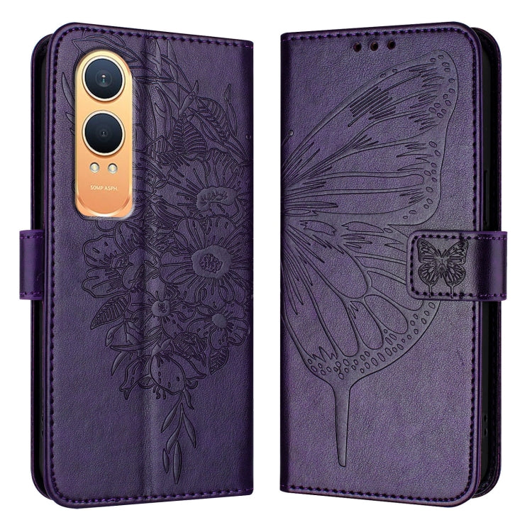 For OnePlus Nord CE4 Lite Embossed Butterfly Leather Phone Case