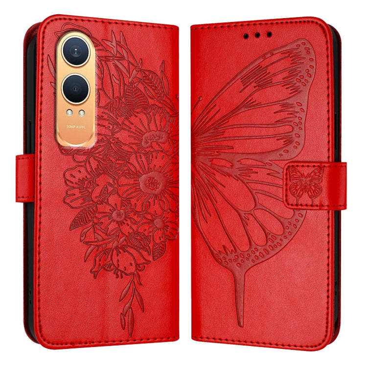 For OnePlus Nord CE4 Lite Embossed Butterfly Leather Phone Case