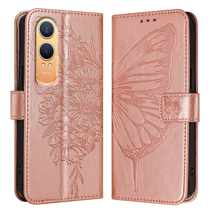 For OnePlus Nord CE4 Lite Embossed Butterfly Leather Phone Case
