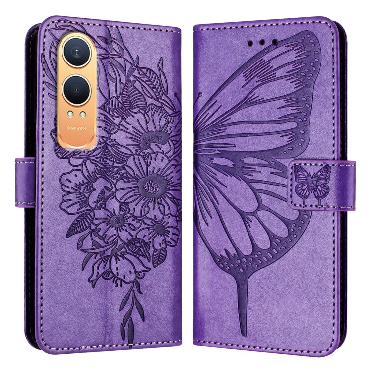 For OnePlus Nord CE4 Lite Embossed Butterfly Leather Phone Case
