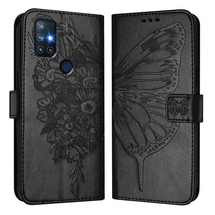 For OnePlus Nord N10 5G Embossed Butterfly Leather Phone Case