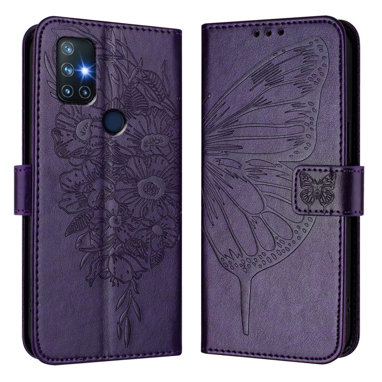 For OnePlus Nord N10 5G Embossed Butterfly Leather Phone Case