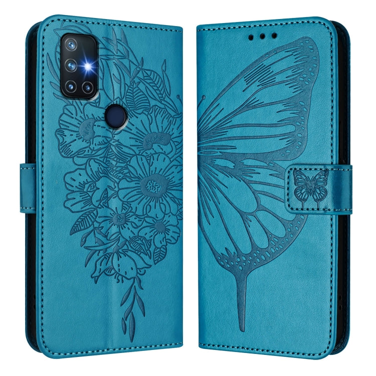 For OnePlus Nord N10 5G Embossed Butterfly Leather Phone Case