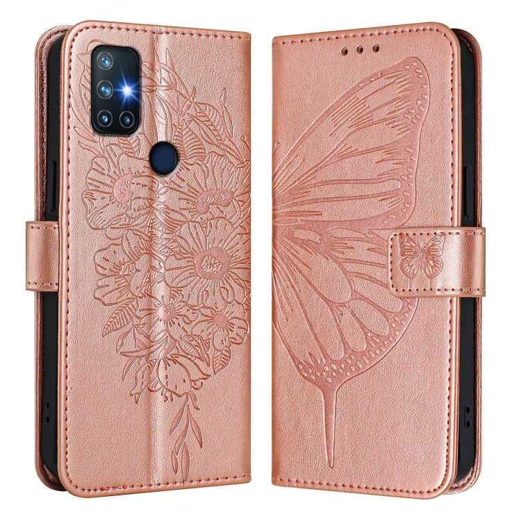 For OnePlus Nord N10 5G Embossed Butterfly Leather Phone Case