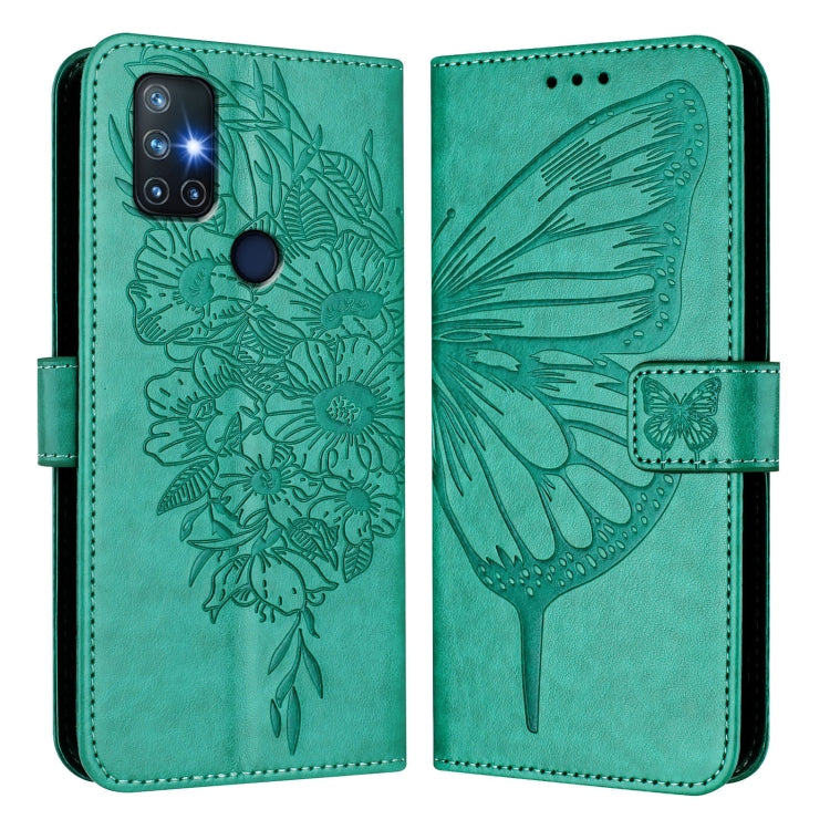 For OnePlus Nord N10 5G Embossed Butterfly Leather Phone Case