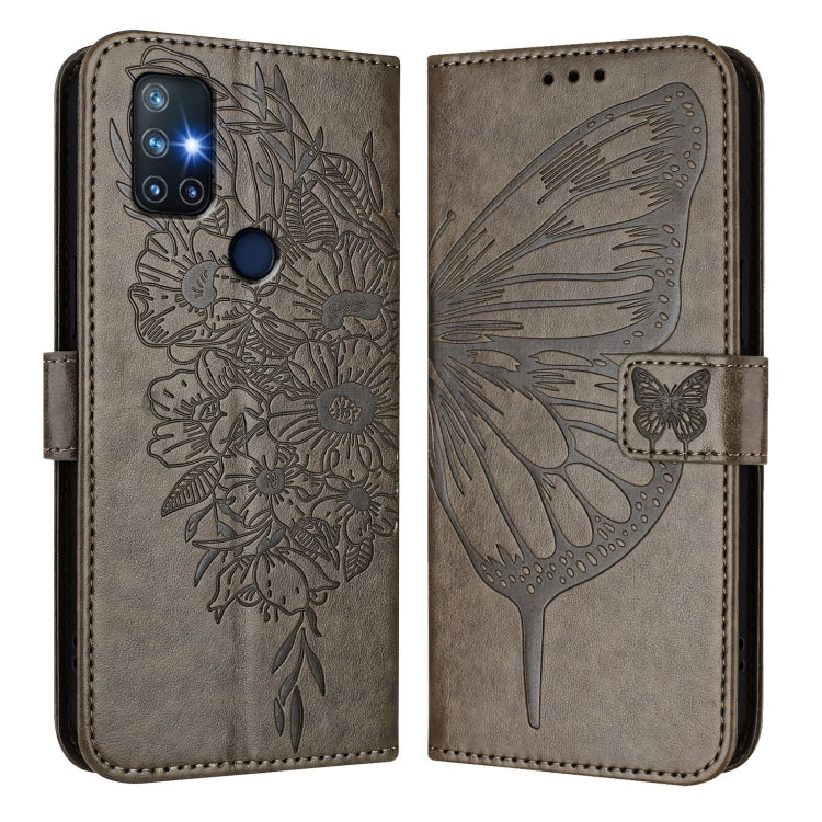 For OnePlus Nord N10 5G Embossed Butterfly Leather Phone Case