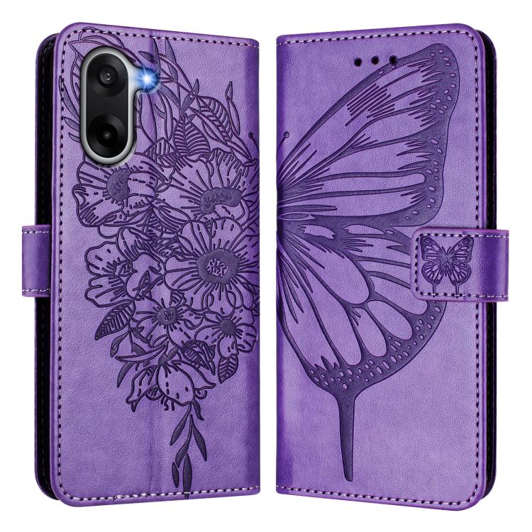 For OnePlus Ace 5 Racing Embossed Butterfly Leather Phone Case