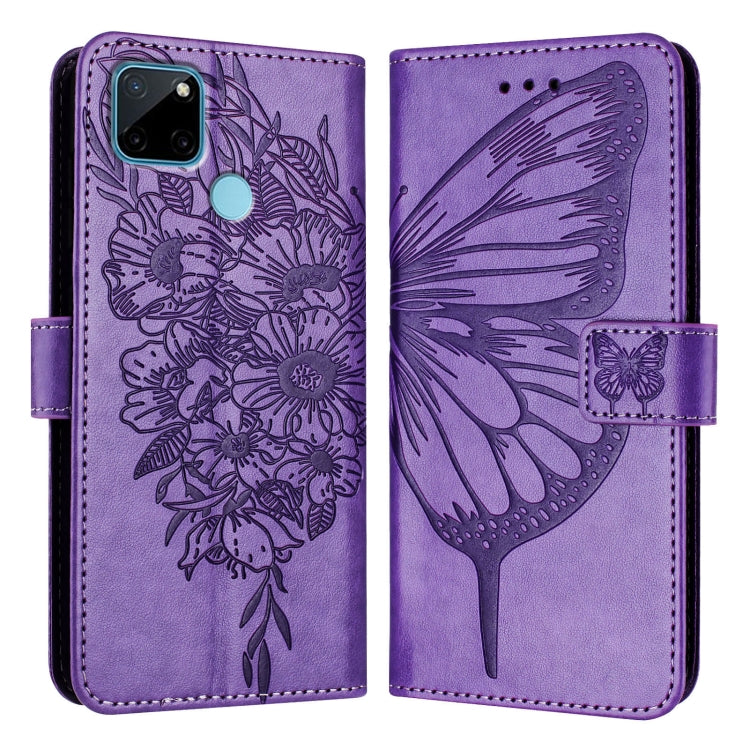 For Realme C21Y Embossed Butterfly Leather Phone Case