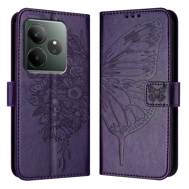 For Realme GT 6 5G Global Embossed Butterfly Leather Phone Case