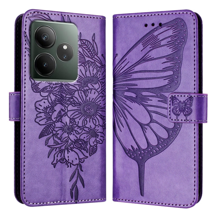 For Realme GT 6 5G Global Embossed Butterfly Leather Phone Case