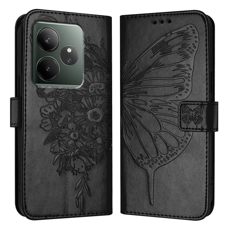 For Realme GT 6T 5G Global Embossed Butterfly Leather Phone Case