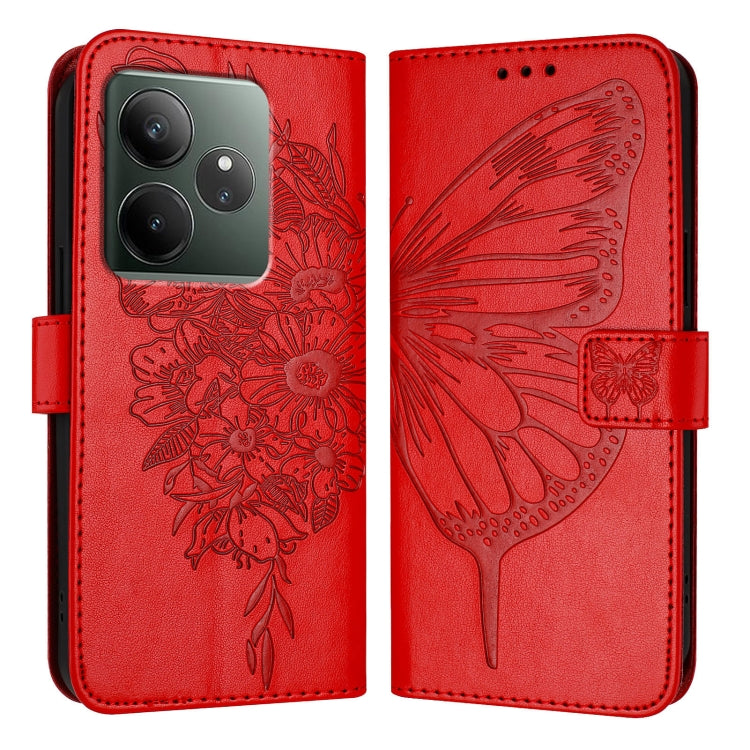 For Realme GT 6T 5G Global Embossed Butterfly Leather Phone Case
