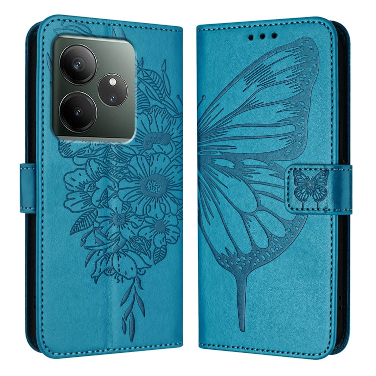 For Realme GT 6T 5G Global Embossed Butterfly Leather Phone Case