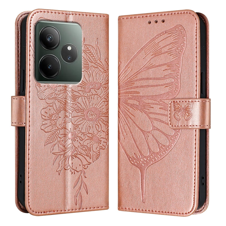 For Realme GT 6T 5G Global Embossed Butterfly Leather Phone Case