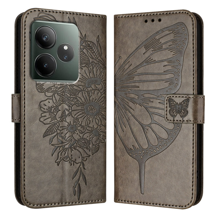 For Realme GT 6T 5G Global Embossed Butterfly Leather Phone Case