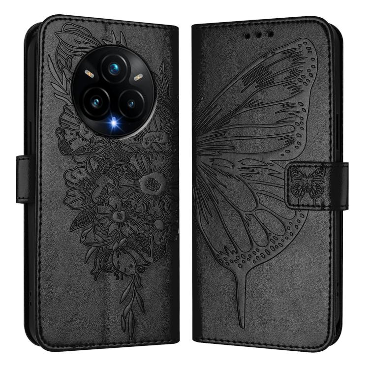 For Realme 14 Pro+ Embossed Butterfly Leather Phone Case