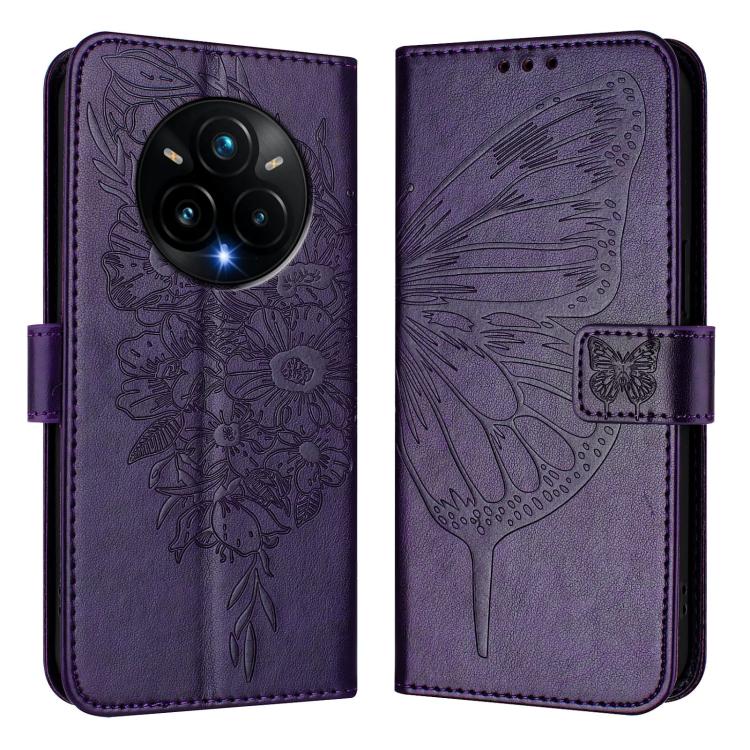 For Realme 14 Pro+ Embossed Butterfly Leather Phone Case