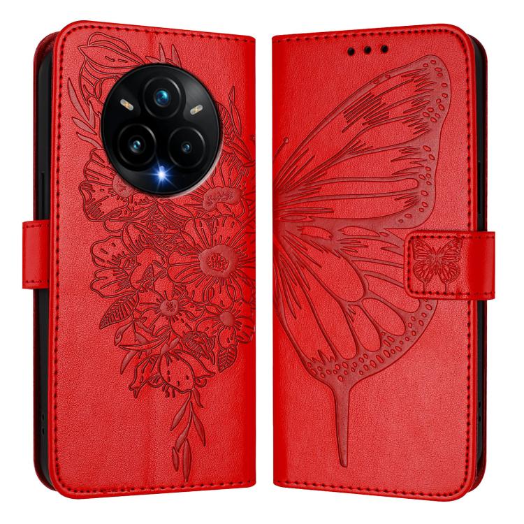 For Realme 14 Pro+ Embossed Butterfly Leather Phone Case