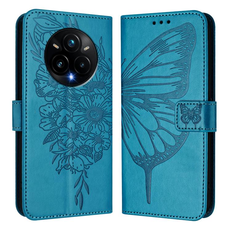 For Realme 14 Pro+ Embossed Butterfly Leather Phone Case