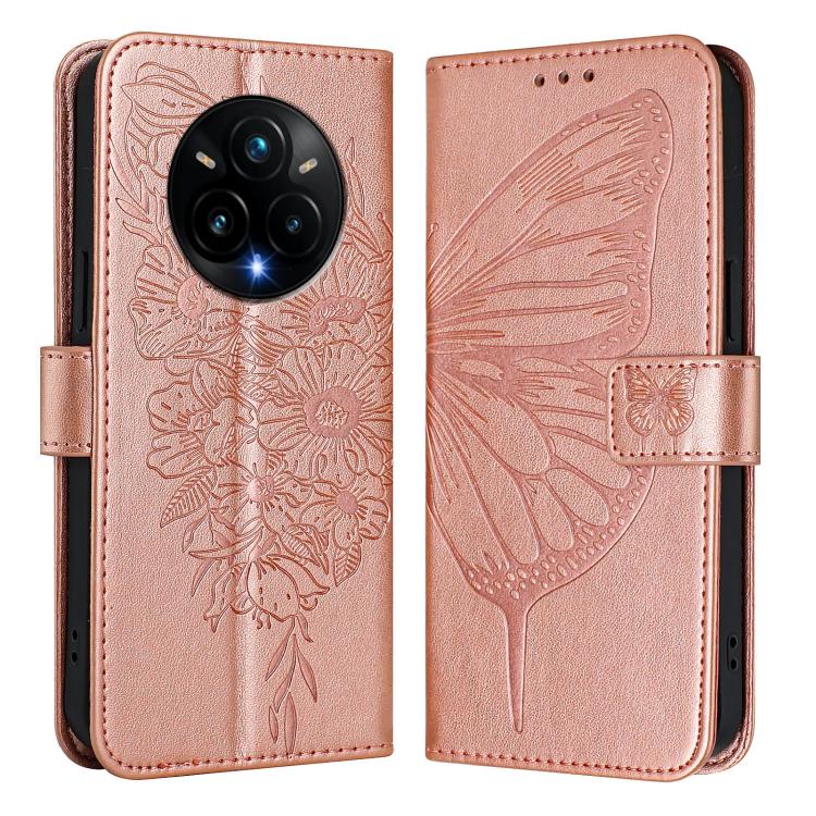 For Realme 14 Pro+ Embossed Butterfly Leather Phone Case