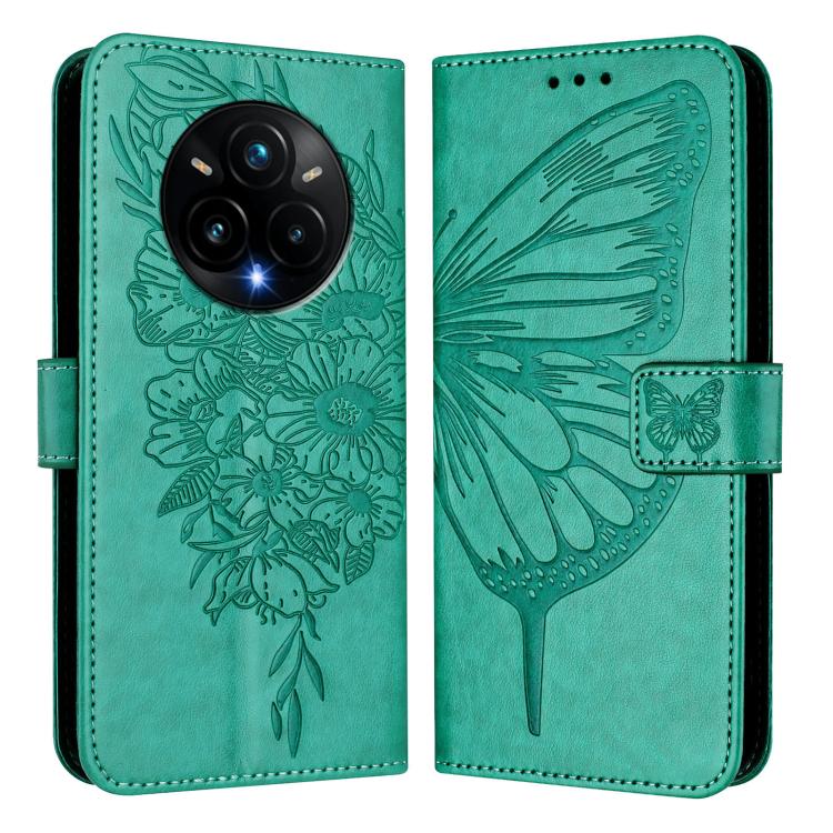 For Realme 14 Pro+ Embossed Butterfly Leather Phone Case