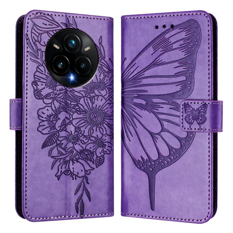 For Realme 14 Pro+ Embossed Butterfly Leather Phone Case