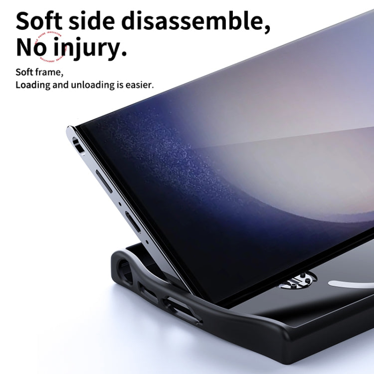 For Samsung Galaxy S23 Ultra 5G Double Ring MagSafe Holder Carbon Fibre Phone Case