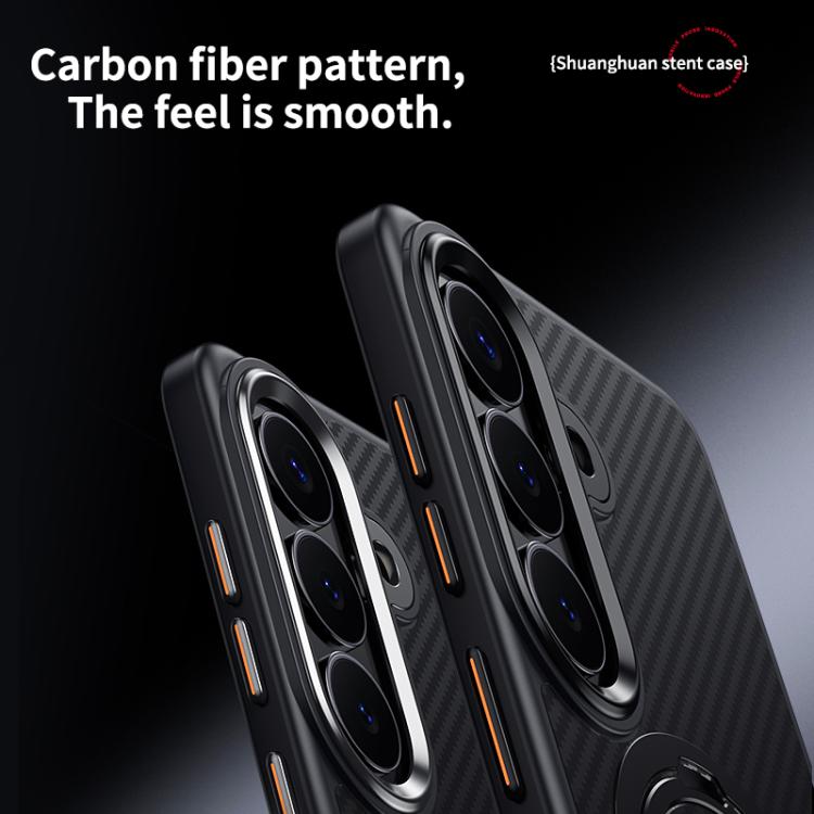 For Samsung Galaxy S26+ 5G Double Ring MagSafe Holder Carbon Fibre Phone Case