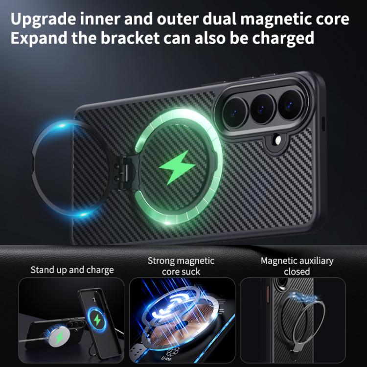 For Samsung Galaxy S26 5G Double Ring MagSafe Holder Carbon Fibre Phone Case