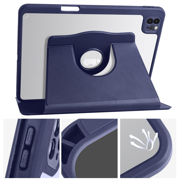 For iPad Pro 11 2025 / 2024 Acrylic 360 Degree Rotation Holder Leather Tablet Case