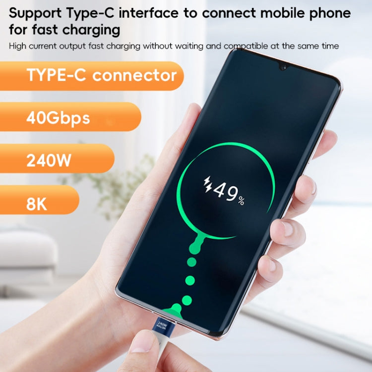 240W 40Gbps USB-C / Type-C to Type-C Flexible FPC Charging Data Cable, Length: 13.3cm - Grey